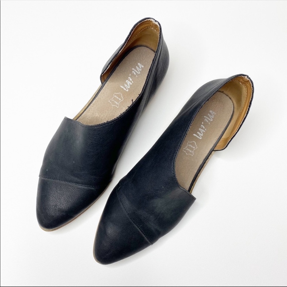 Mi.iM Black Italian Faux Leather Pointed Toe Slip On Shoes